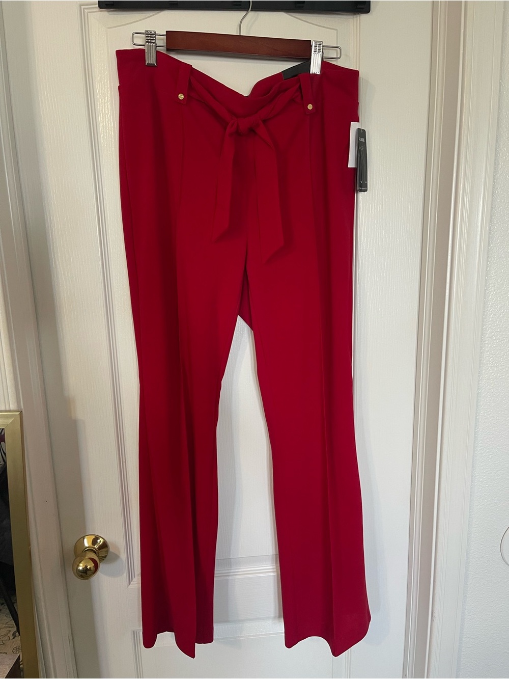 Soho Apparel Red Tie-Waist Wide-Leg Trousers